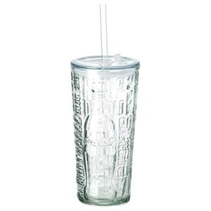 Coca Cola  Glass Tumbler with lid, 17 oz., vintage